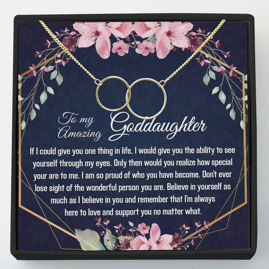 Gift for Goddaughter - Interlocking Circles Necklace - Meaningful Cards