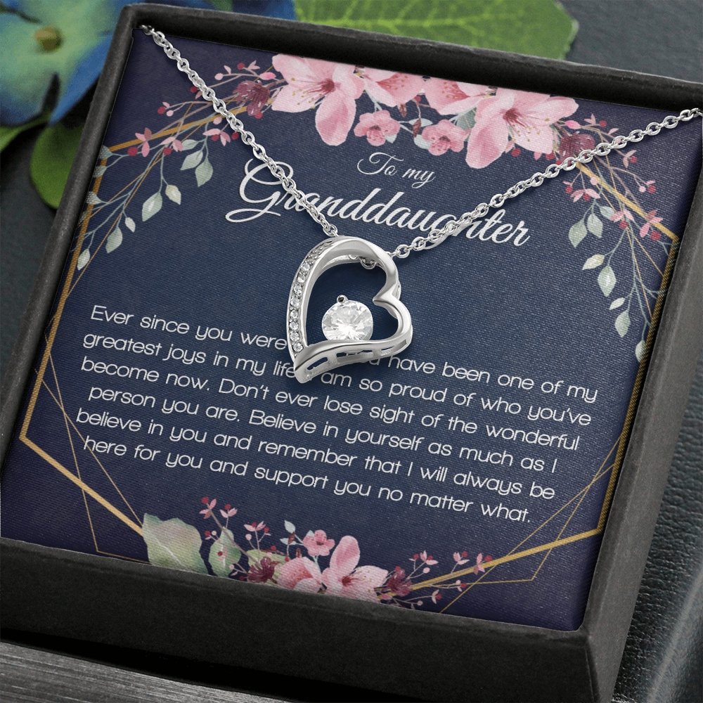 Granddaughter Gift - Heart Pendant CZ Necklace Minimalist Jewelry - Meaningful Cards