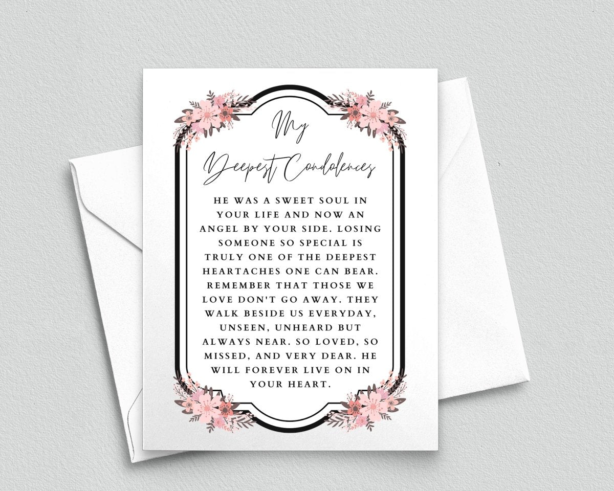 Sympathy Card For Loss Of Husband - A5 Folded Greeting Card With Envelope, White Design