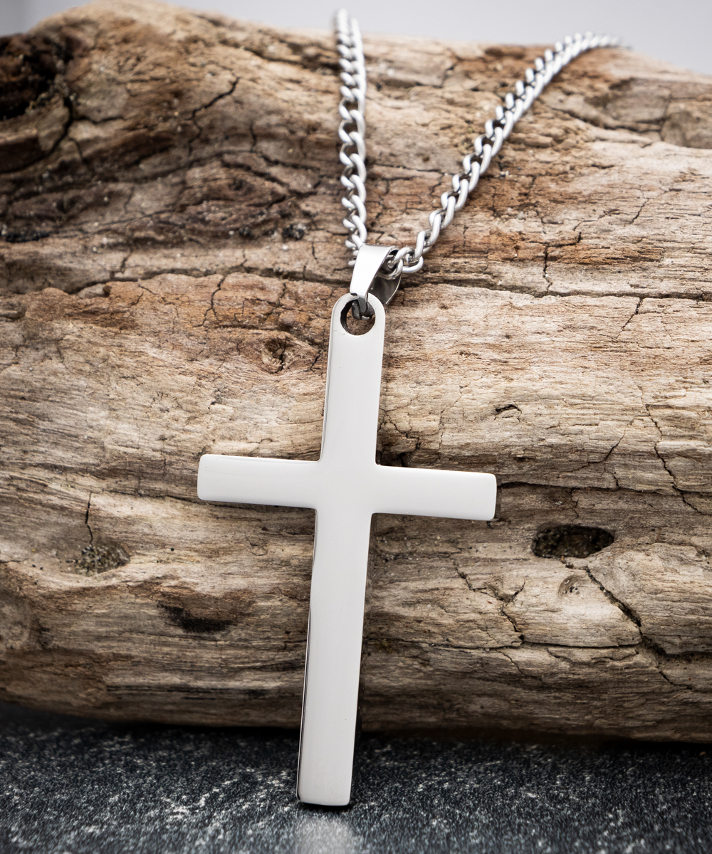 to my man silver cross necklace