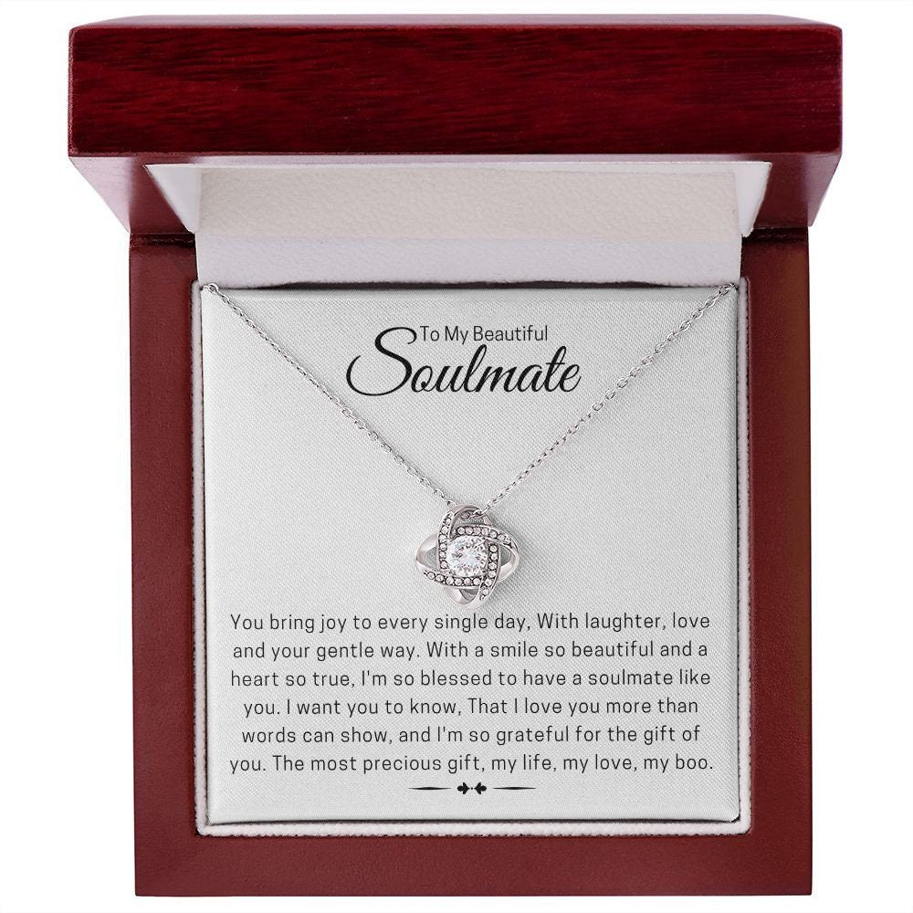 Sentimental to my beautiful soulmate love knot necklace for her, thoughtful gift for soulmate, meaningful jewelry for her - Meaningful Cards