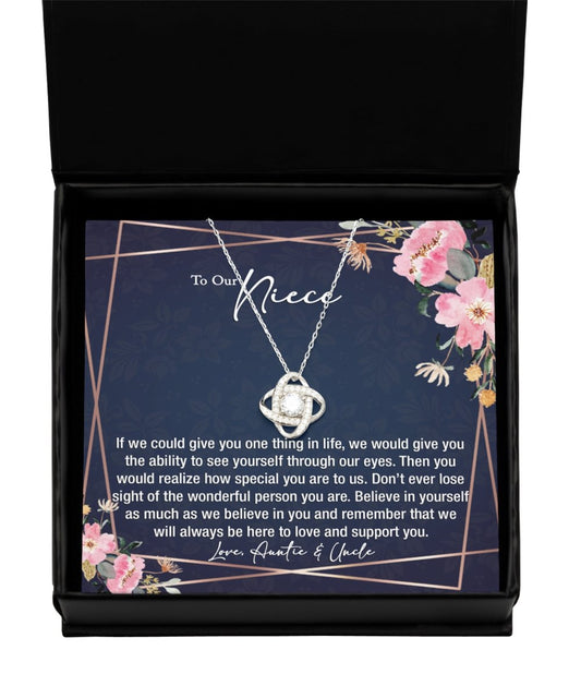 Sentimental to my niece gift from aunt and uncle sterling silver love knot necklace - Meaningful Cards