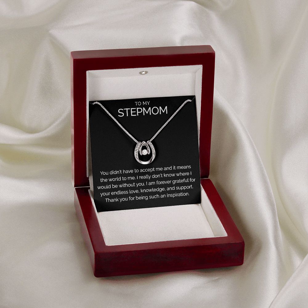 To my stepmom wishbone dancing cz necklace - Meaningful Cards