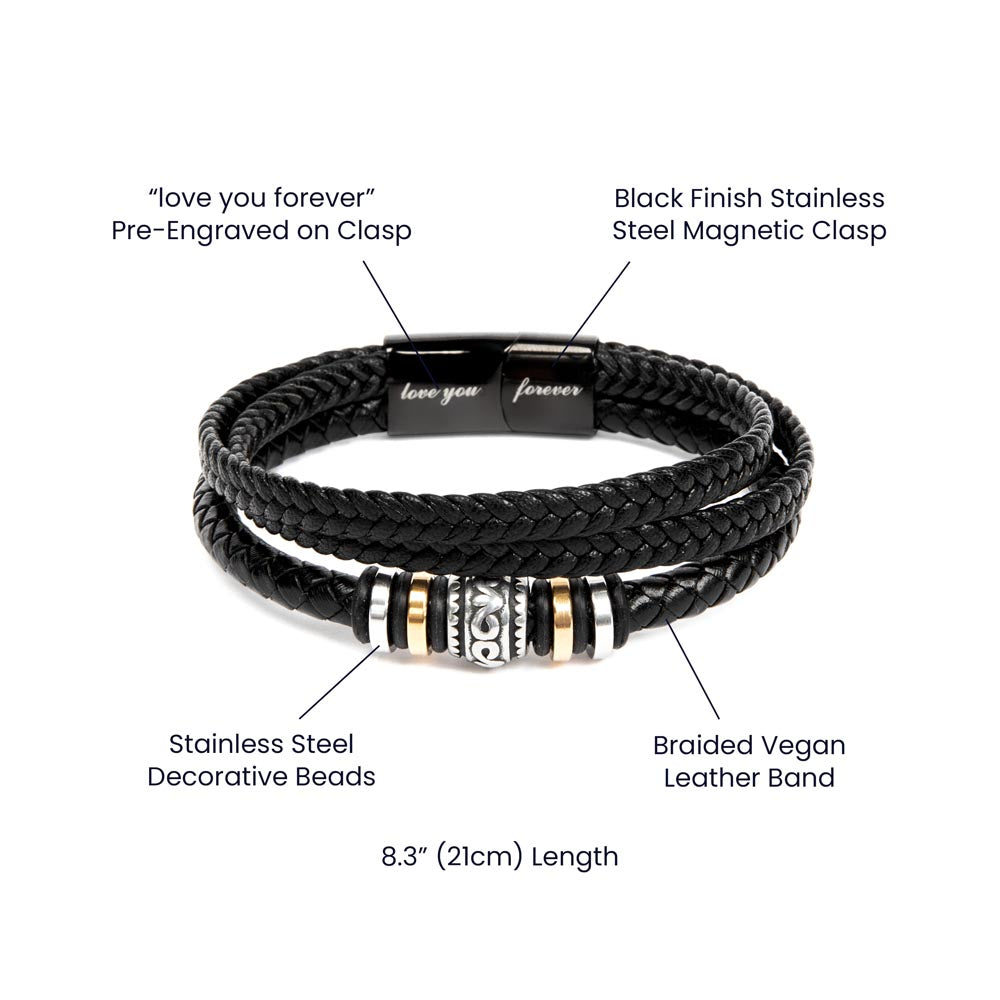 To my Man Vegan Leather Bracelet for him