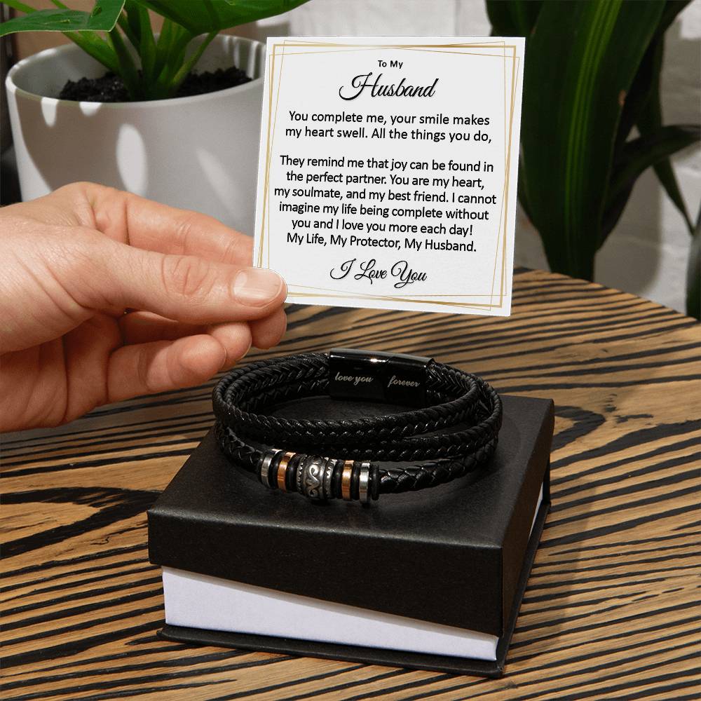 To my Husband Vegan Leather Bracelet for him