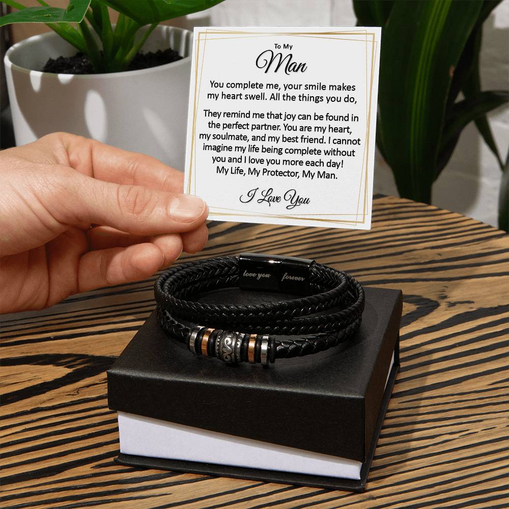 To my Man Vegan Leather Bracelet for him