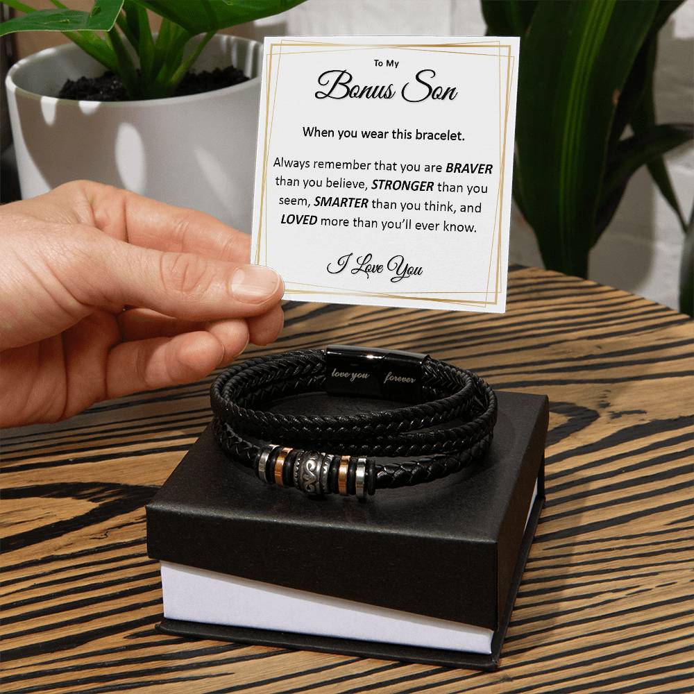 To my Bonus Son Vegan Leather Bracelet for Stepson