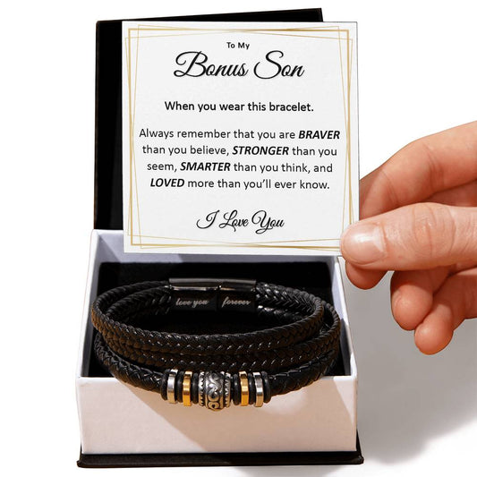 To my Bonus Son Vegan Leather Bracelet for Stepson