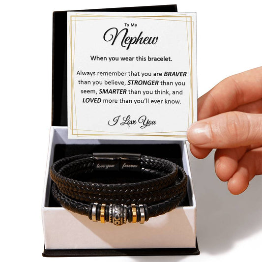 To my Nephew Vegan Leather Bracelet for Nephew