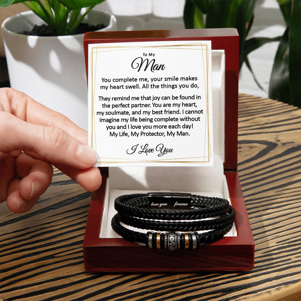 To my Man Vegan Leather Bracelet for him