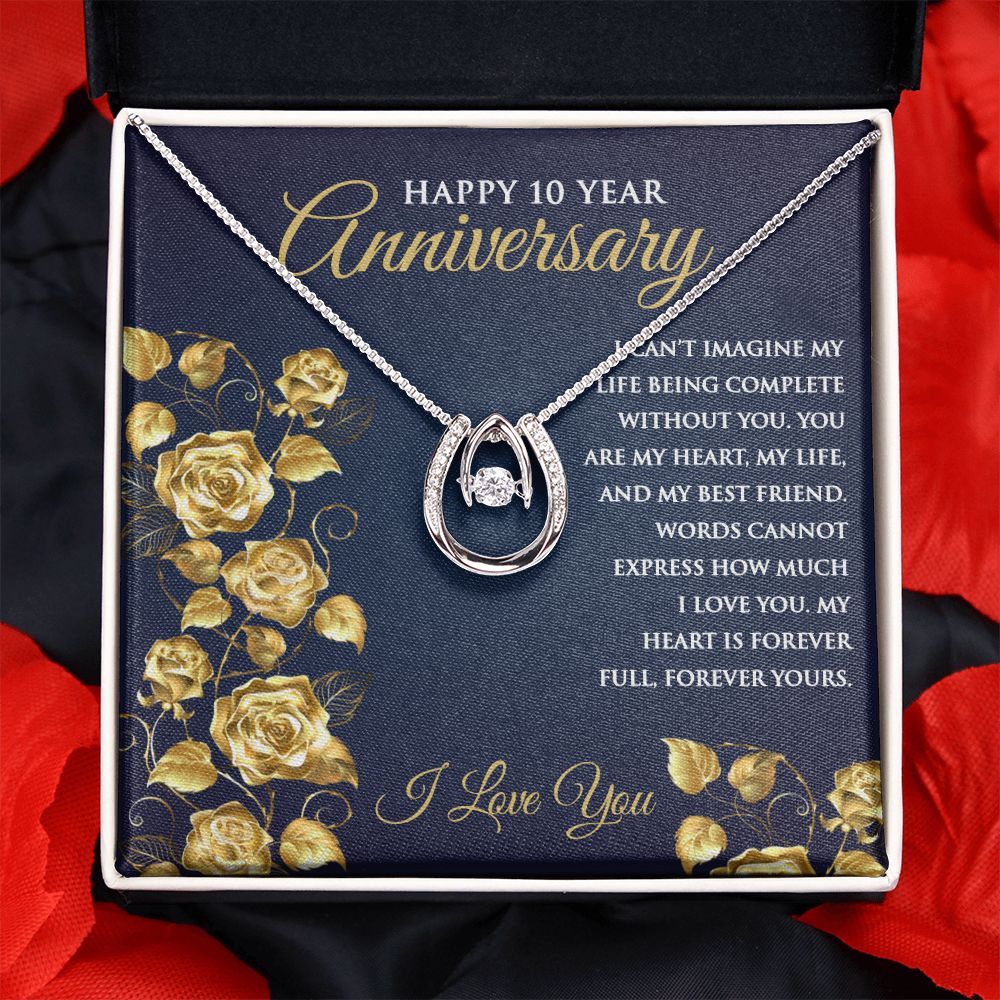 10th Wedding Anniversary Pendant Necklace for Wife Sentimental Romantic Anniversary Jewelry Gift Box for Her - Meaningful Cards