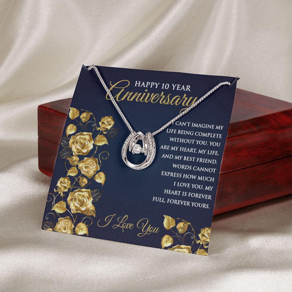 10th Wedding Anniversary Pendant Necklace for Wife Sentimental Romantic Anniversary Jewelry Gift Box for Her - Meaningful Cards