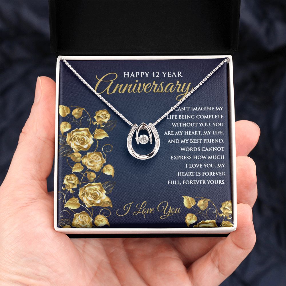 12th Wedding Anniversary Pendant Necklace for Wife Sentimental Romantic Anniversary Jewelry Gift Box for Her - Meaningful Cards