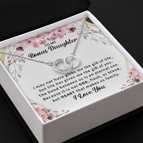 14k White Gold Necklace for Bonus Daughter, Stepdaughter - Meaningful Cards