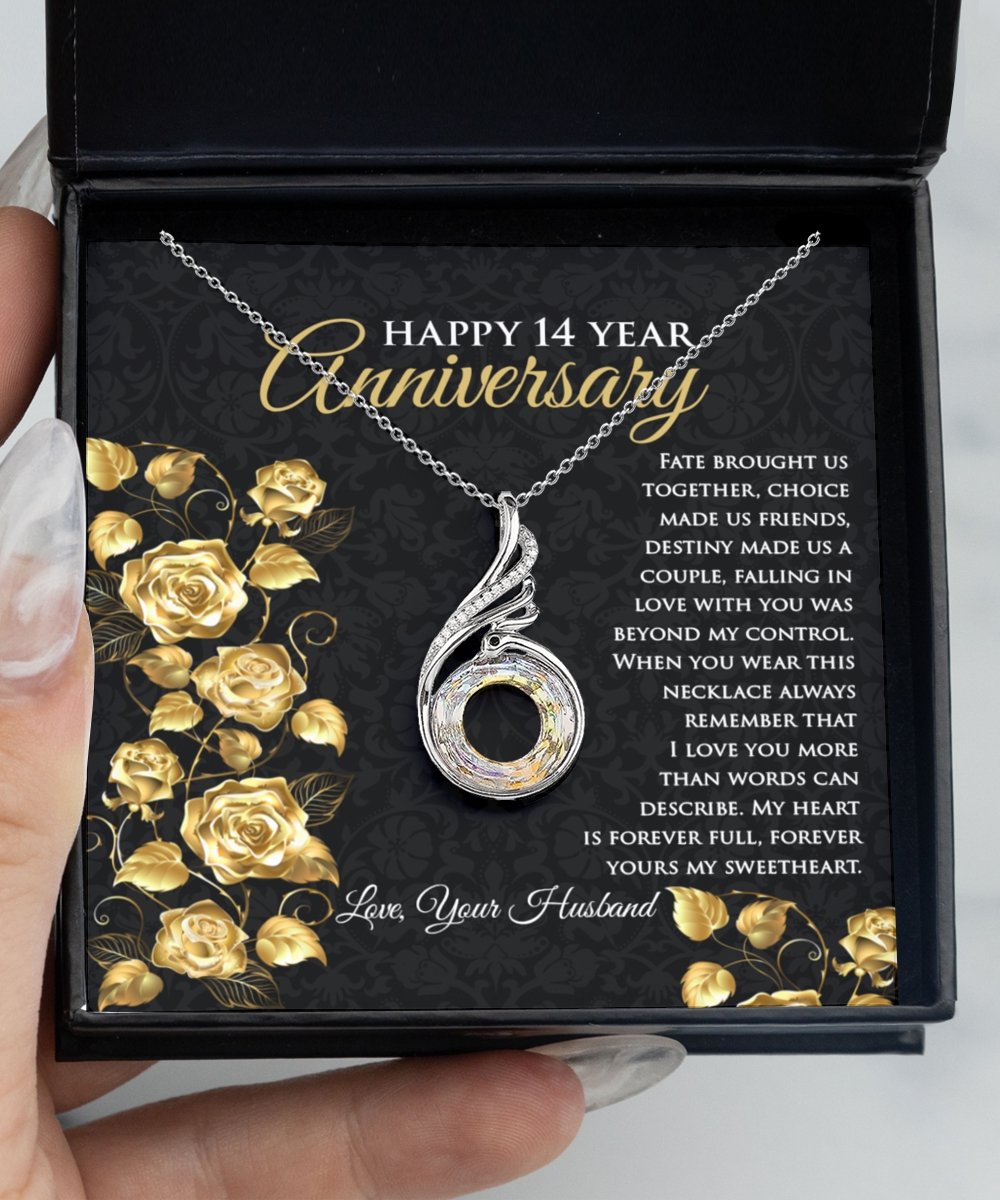 14th Anniversary Gift For Wife, Anniversary Necklace For Women, 14 Year Anniversary Jewelry Gift, Dainty Sterling Silver Necklace for Her - Meaningful Cards