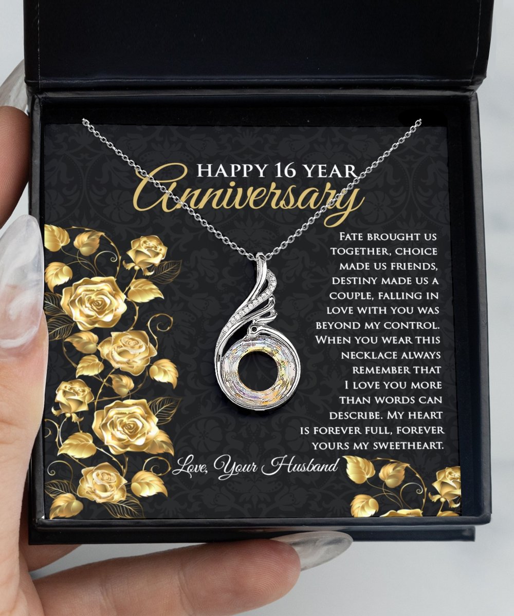 16th Anniversary Gift For Wife, Anniversary Necklace For Women, 16 Year Anniversary Jewelry Gift, Dainty Sterling Silver Necklace for Her - Meaningful Cards