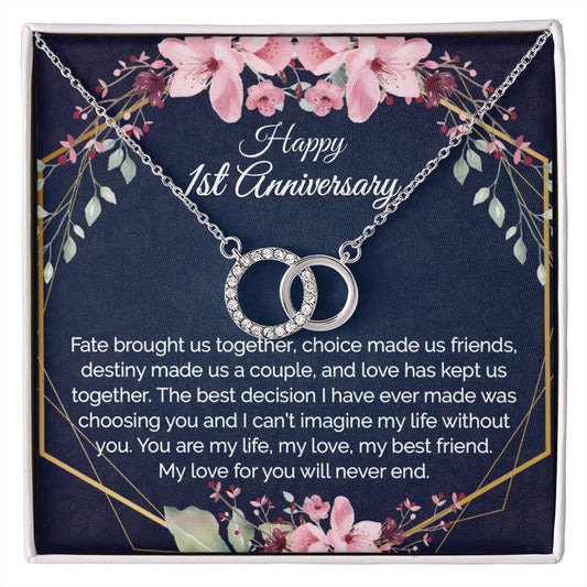1st Anniversary Gift For Wife, Dainty Circles Necklace for Her - Meaningful Cards