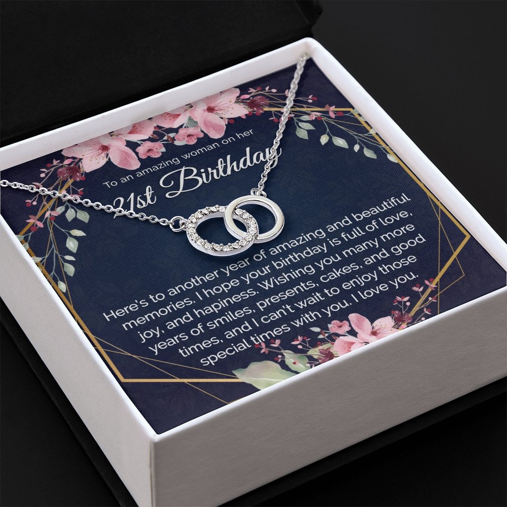 21st Birthday Gift For Her, Dainty Circles Necklace Minimalist Jewelry - Meaningful Cards