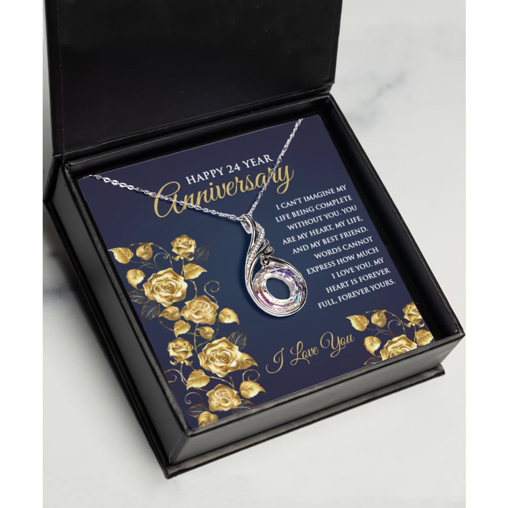 24th Wedding Anniversary Rising Phoenix Silver Necklace Blue - Meaningful Cards