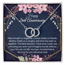 2nd Anniversary Gift For Wife, Dainty Circles Necklace for Her - Meaningful Cards
