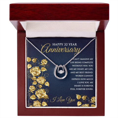 32nd Wedding Anniversary Pendant Necklace for Wife - Meaningful Cards