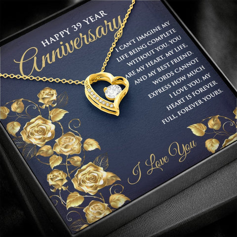 39th Wedding Anniversary Heart Pendant Necklace for Wife Anniversary Gift for Her - Meaningful Cards