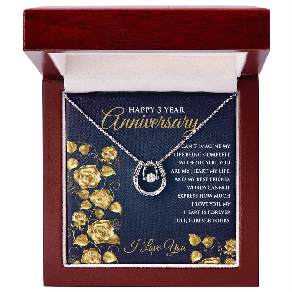 3rd Wedding Anniversary Pendant Necklace for Wife - Meaningful Cards