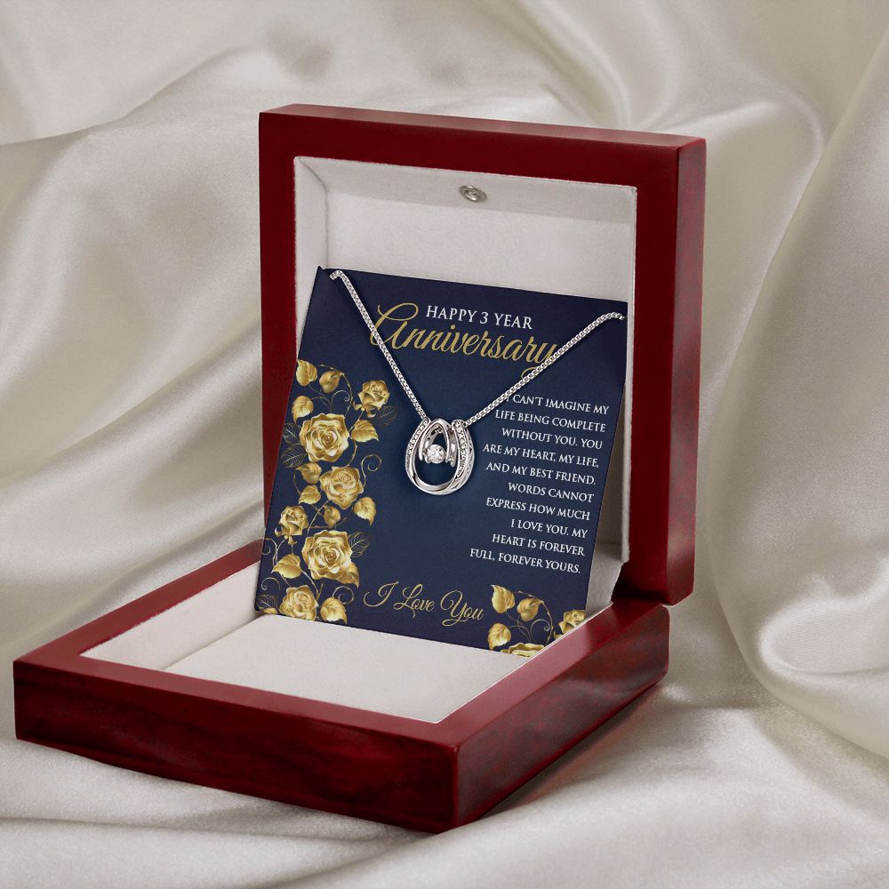 3rd Wedding Anniversary Pendant Necklace for Wife - Meaningful Cards