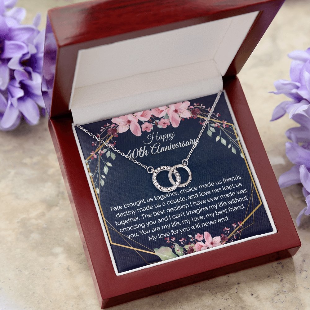 40th Anniversary Gift For Wife, Dainty Circles Necklace for Her - Meaningful Cards