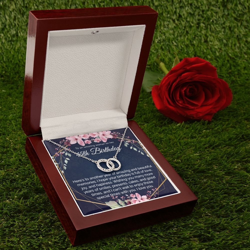 45th Birthday Gift For Her, Dainty Circles Necklace Minimalist Jewelry - Meaningful Cards