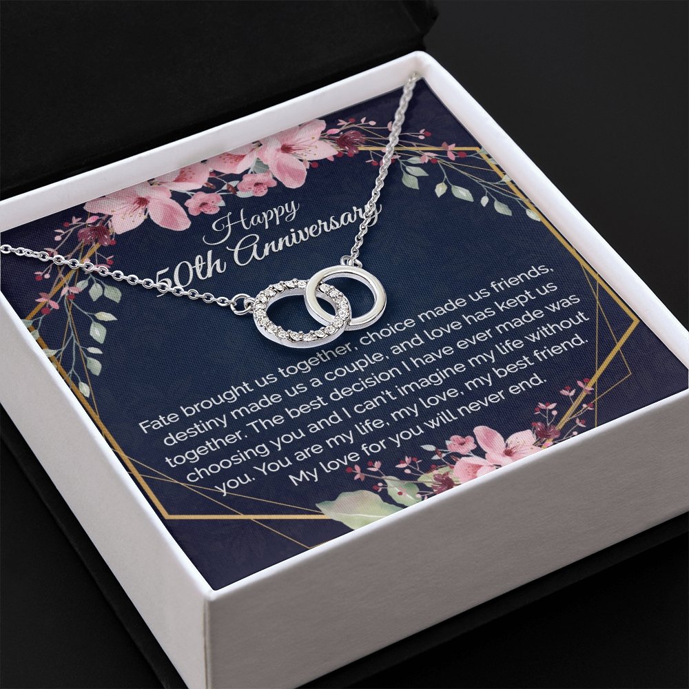 50th Anniversary Gift For Wife, Dainty Circles Necklace for Her - Meaningful Cards