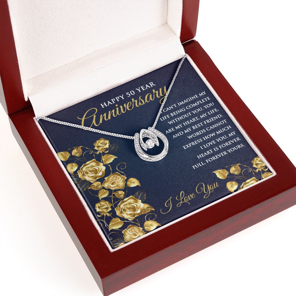 50th Wedding Anniversary Pendant Necklace for Wife - Meaningful Cards