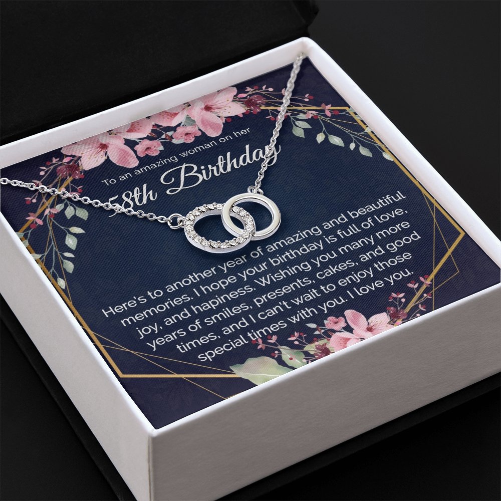 58th Birthday Gift For Her, Dainty Circles Necklace Minimalist Jewelry - Meaningful Cards