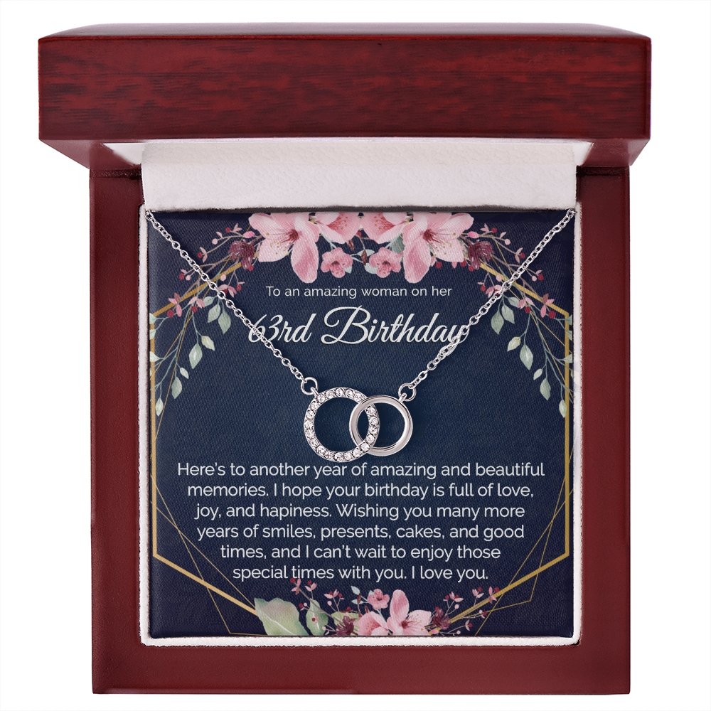 63rd Birthday Gift For Her, Dainty Circles Necklace Minimalist Jewelry - Meaningful Cards