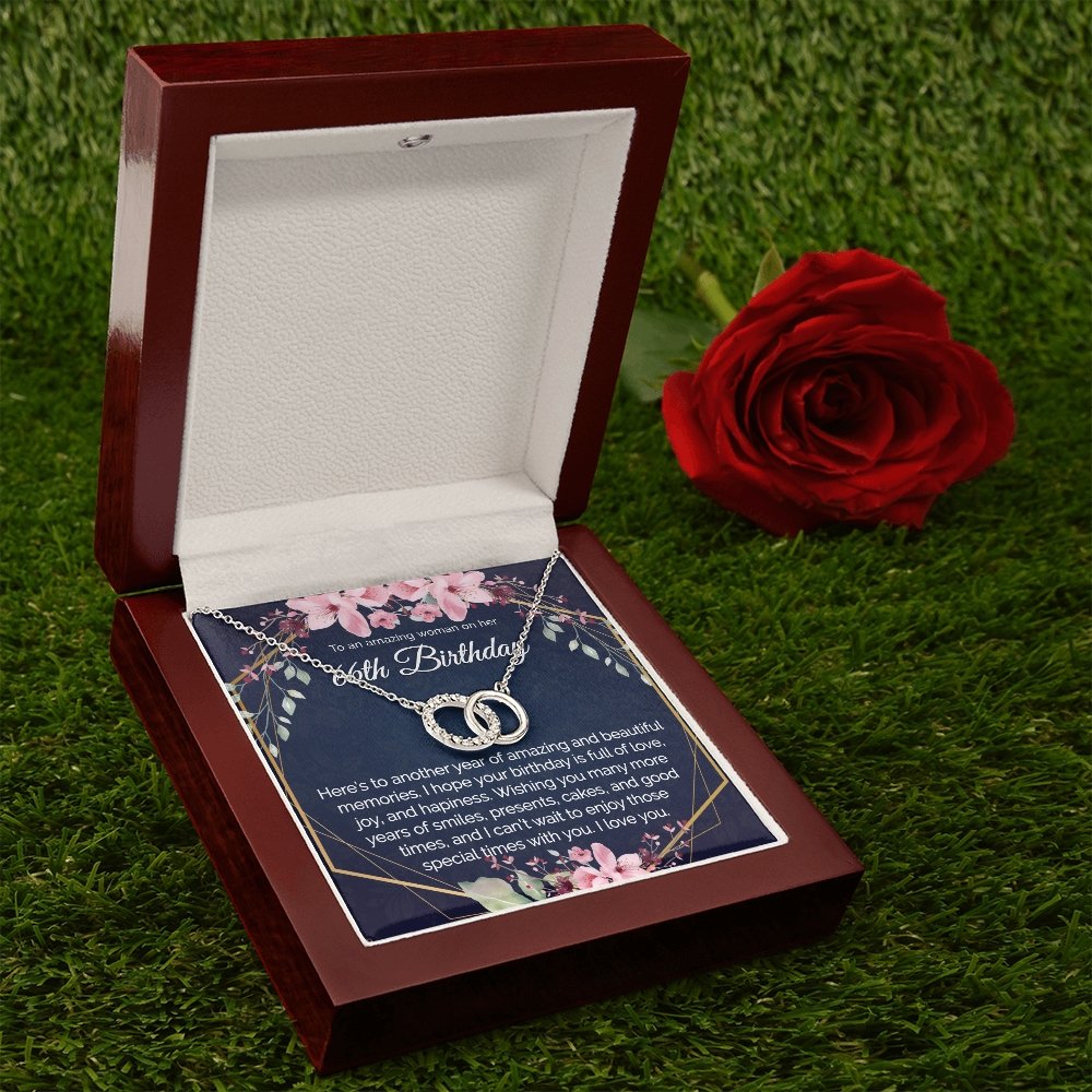 66th Birthday Gift For Her, Dainty Circles Necklace Minimalist Jewelry - Meaningful Cards