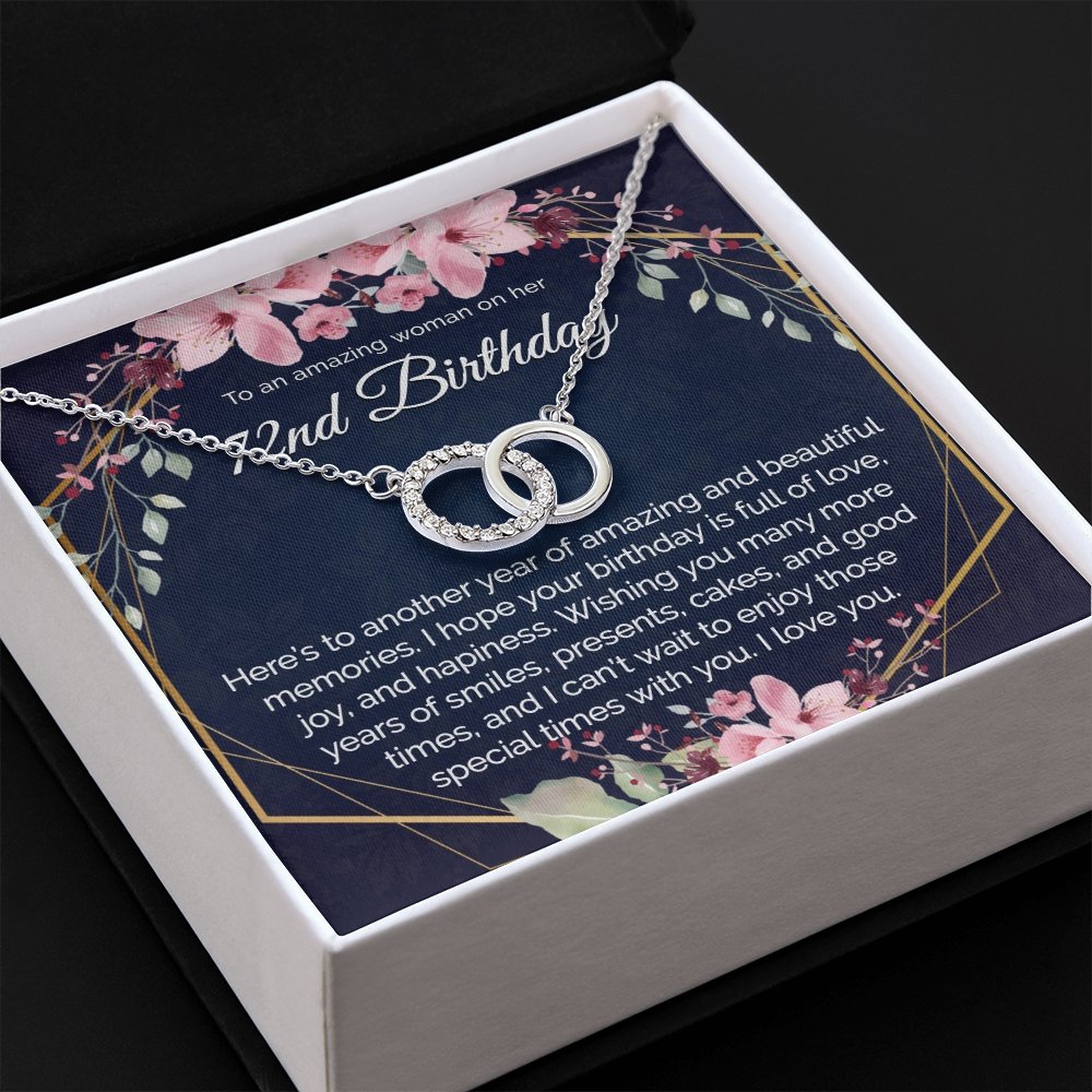 72nd Birthday Gift For Her, Dainty Circles Necklace Minimalist Jewelry - Meaningful Cards