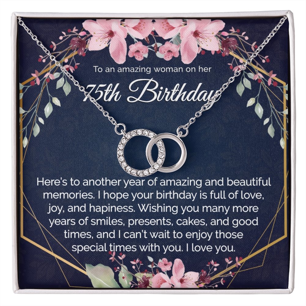 75th Birthday Gift For Her, Dainty Circles Necklace Minimalist Jewelry - Meaningful Cards