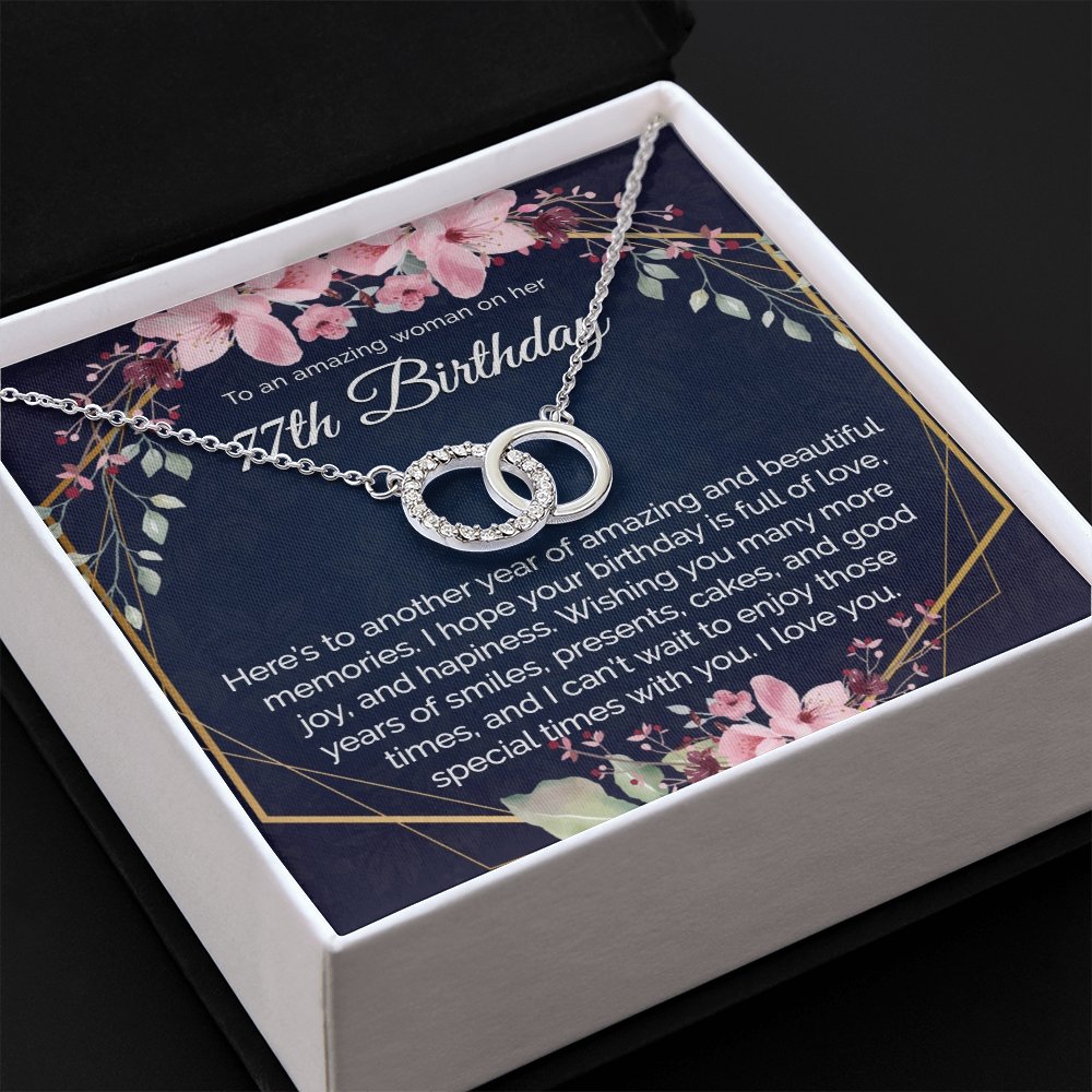77th Birthday Gift For Her, Dainty Circles Necklace Minimalist Jewelry - Meaningful Cards