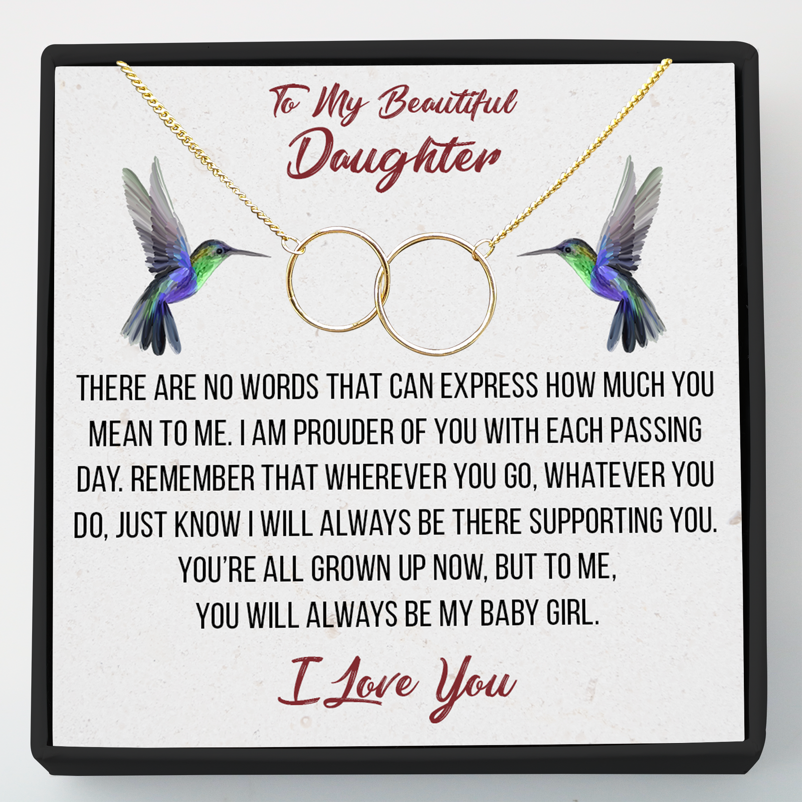 To My Daughter My Baby Girl Interlocking Circles Necklace