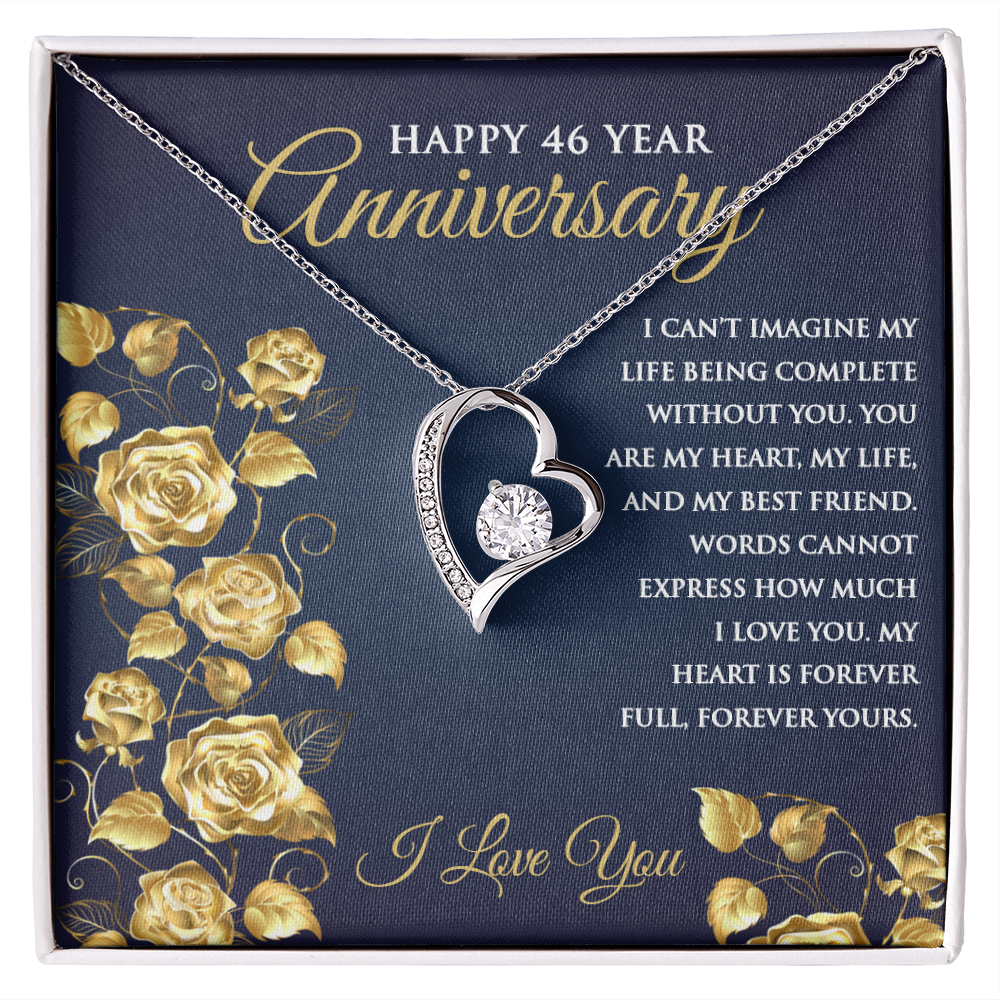 46th Wedding Anniversary Heart Pendant Necklace for Wife Anniversary Gift for Her