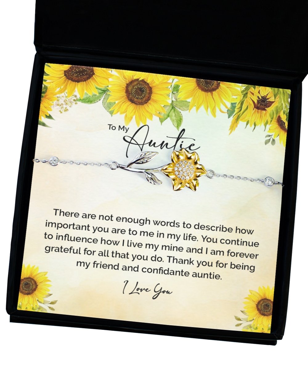 Aunt Sunflower Bracelet, Aunt Gift for Christmas, Birthday Gift for Aunt from Niece, Sentimental Aunt Gift, Special Unique Aunt Gift - Meaningful Cards