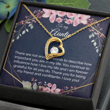 Auntie Gift - Heart Pendant CZ Necklace Minimalist Jewelry - Meaningful Cards