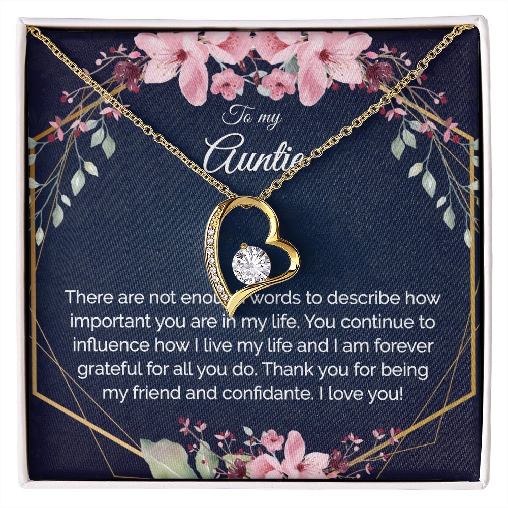 Auntie Gift - Heart Pendant CZ Necklace Minimalist Jewelry - Meaningful Cards