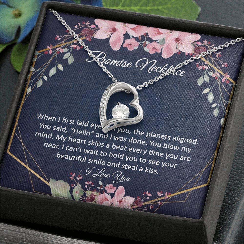 Be My Girlfriend Anniversary Heart Pendant Promise Necklace - Meaningful Cards