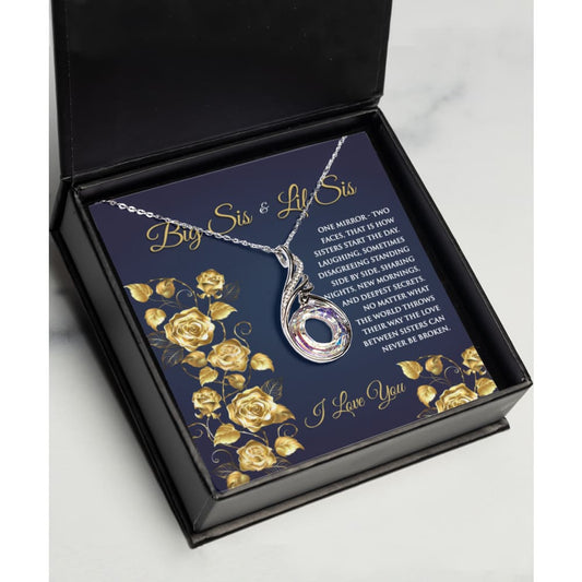 Big Sis Lil Sis Silver Necklace Gift - Meaningful Cards