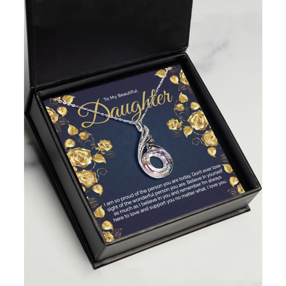 Silver Crystal CZ Necklace Birthday Gift for Daughter - Meaningful Cards