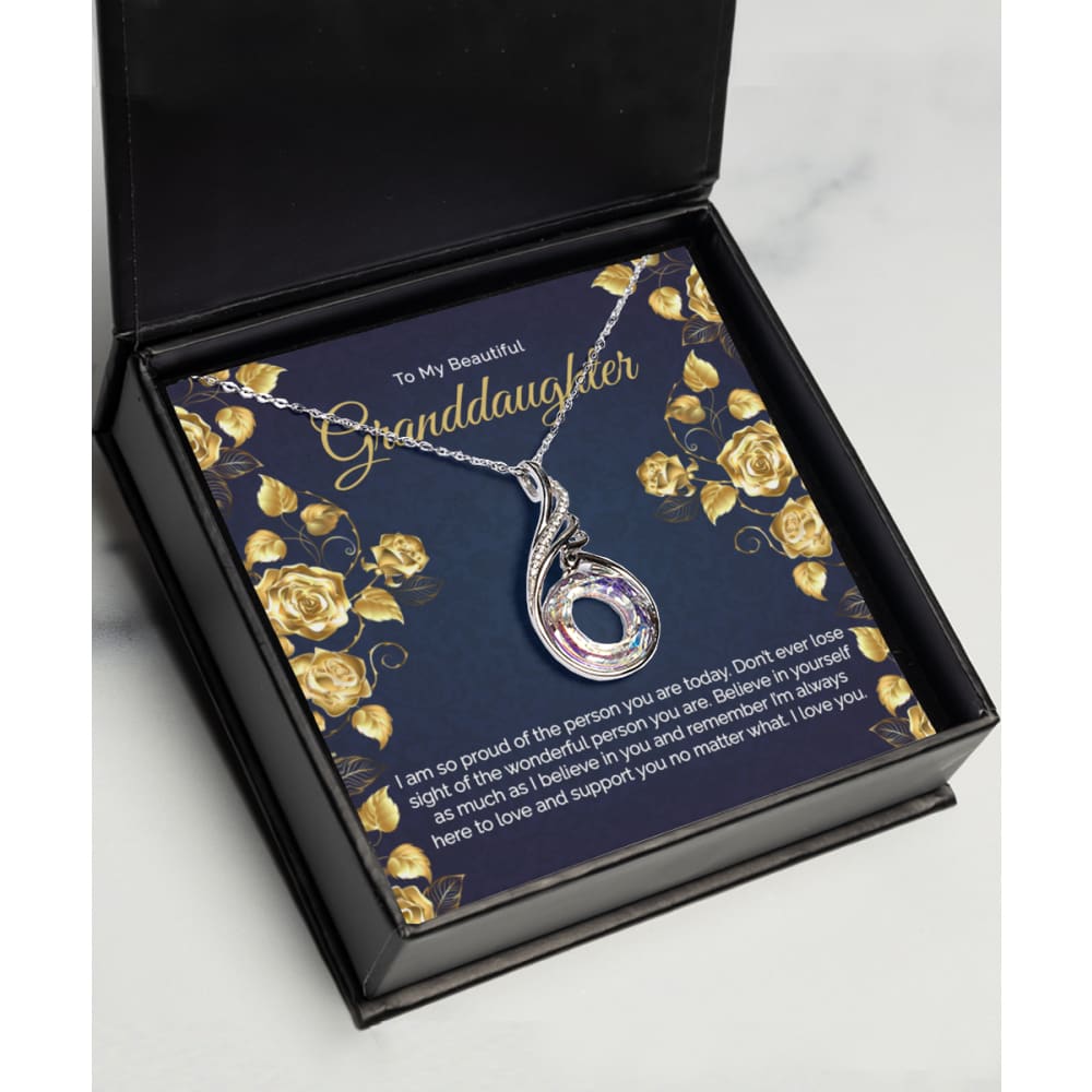 Silver Crystal CZ Necklace Birthday Gift for Granddaughter - Meaningful Cards