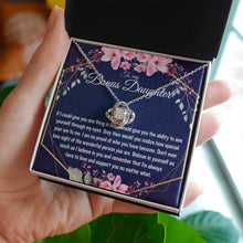 Bonus Daughter Gift - Gold Pendant CZ Necklace 18k Gold Love Knot - Meaningful Cards