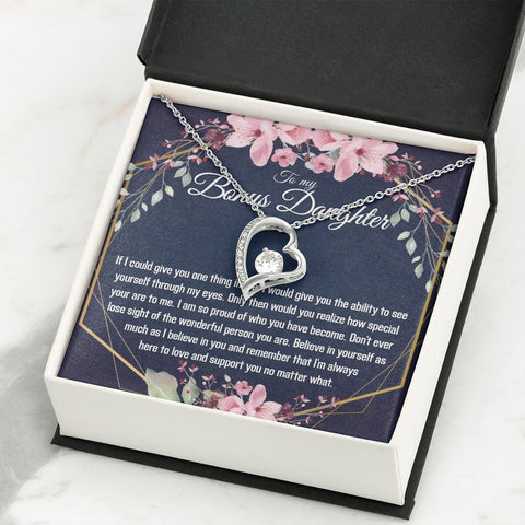 Bonus Daughter Gift - Heart Pendant CZ Necklace Minimalist Jewelry - Meaningful Cards