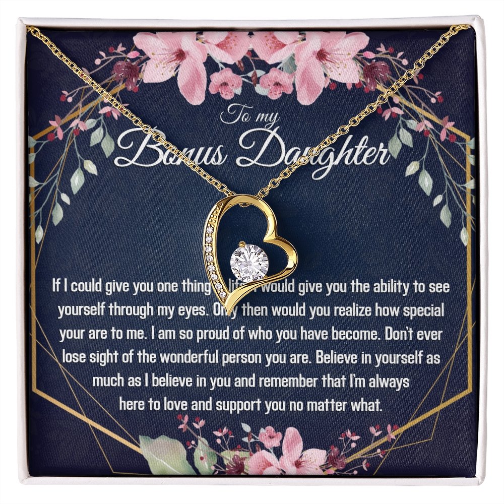 Bonus Daughter Gift - Heart Pendant CZ Necklace Minimalist Jewelry - Meaningful Cards